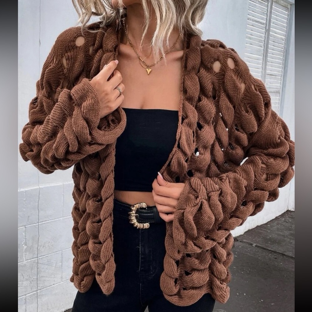 Brown cardigan with holes
